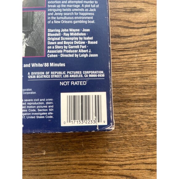 Lady For A Night 1942 VHS John Wayne Joan Blondell Drama Vintage Pre-Owned - Picture 4 of 4